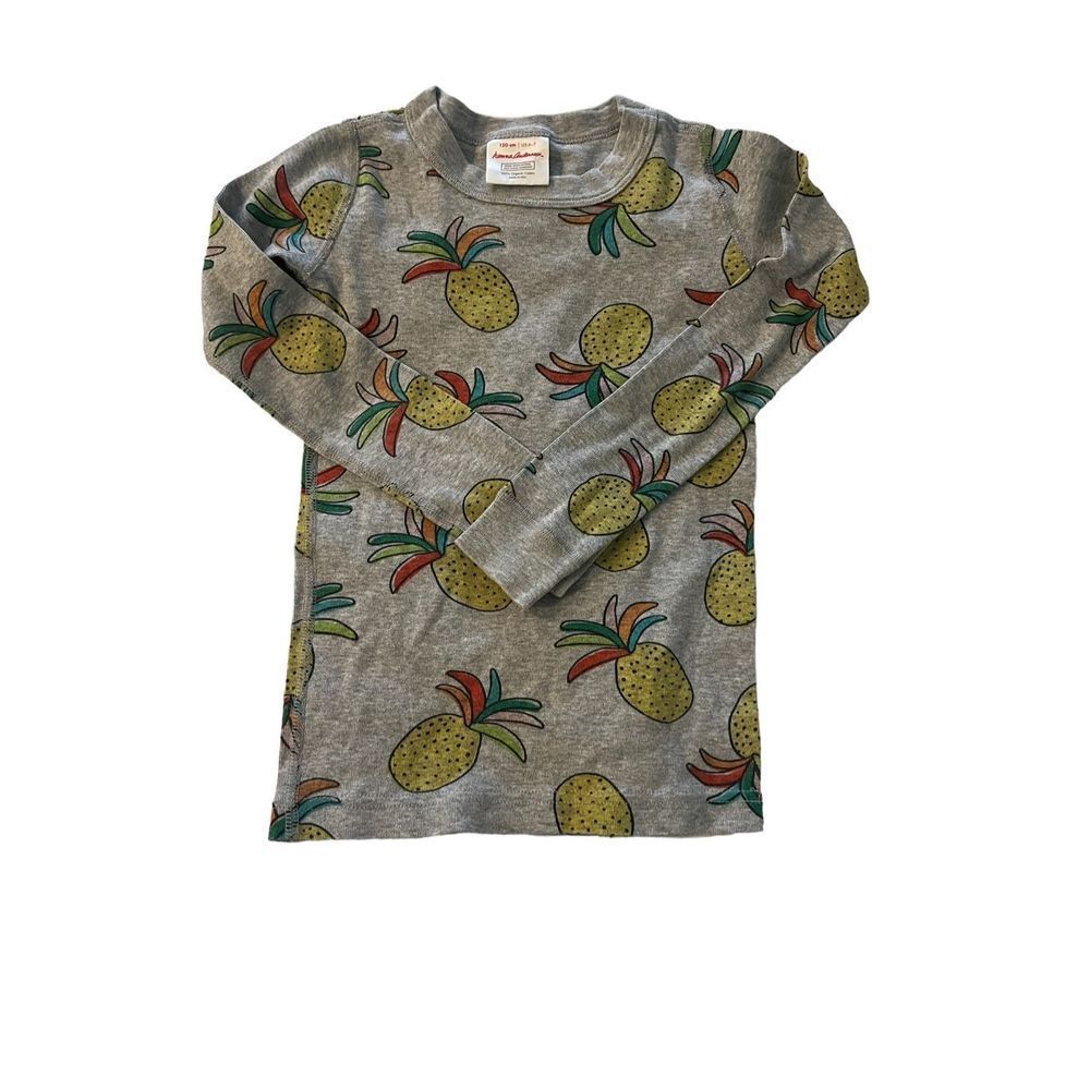 Hanna Andersson Unisex Pajama Top, Pineapple, size 6-7
